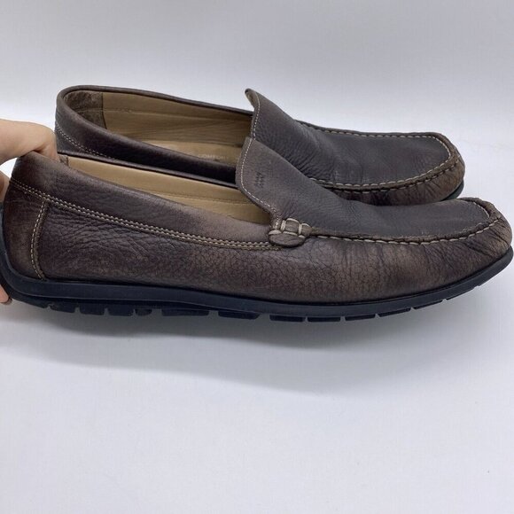 Ecco Shoes Men's EU 47 Slip On Driving Moccasin Loafer Brown Pebbled Leather - Picture 7 of 14